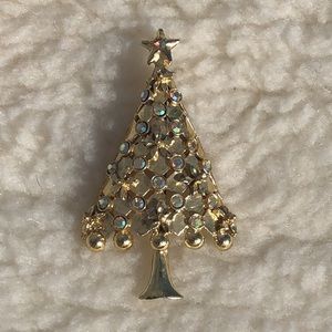 Golden Christmas Tree Brooch